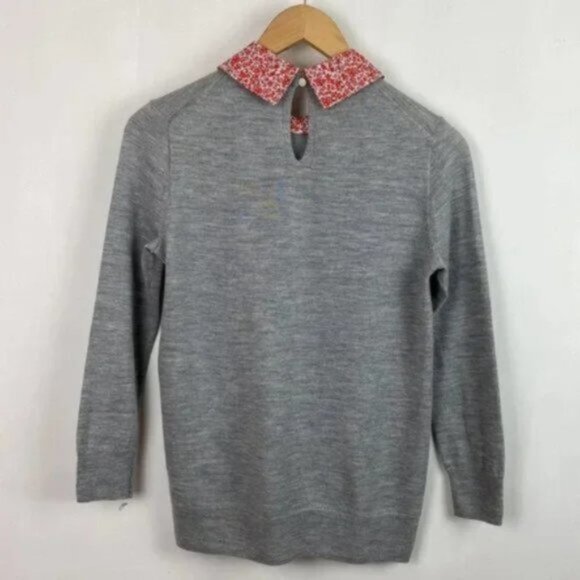 J.Crew x Liberty S Tippi Sweater Camomille Print Collar Gray Red White - Picture 15 of 15